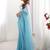 Blue  chiffon designer saree
