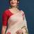 Cream adults-women floral printed with embroidered border saree with unstitched blouse