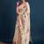 Cream adults-women floral printed with embroidered border saree with unstitched blouse