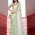 Green shimmer look with embellished border saree with unstitched blouse