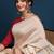 Cream printed party wear saree with unstitched blouse