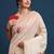 Cream floral printed with embroidered border saree with unstitched blouse