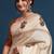 Cream floral printed with embroidered border saree with unstitched blouse