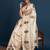 Cream floral printed with embroidered border saree with unstitched blouse