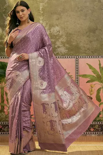 Lavender woven design banarasi sarees