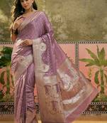 Lavender woven design banarasi sarees