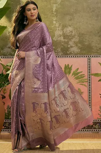 Lavender woven design banarasi sarees