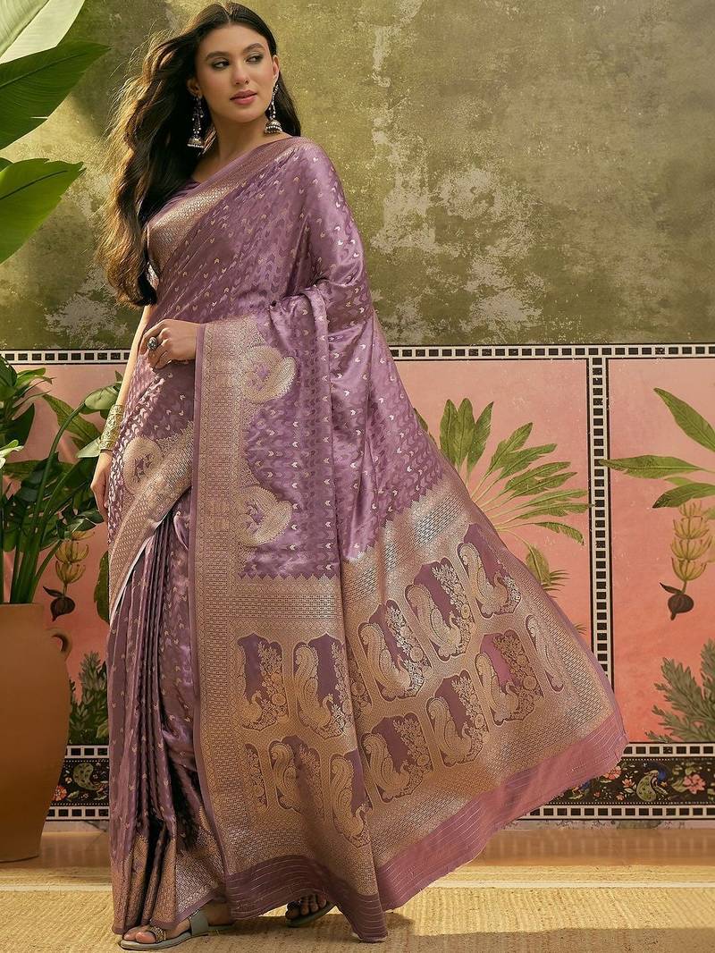 Lavender woven design banarasi sarees