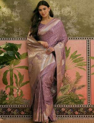 Lavender woven design banarasi sarees 3