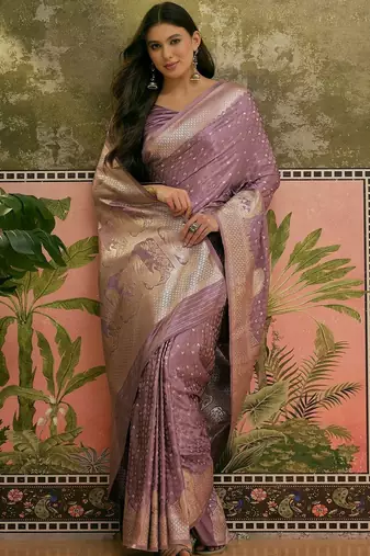 Lavender woven design banarasi sarees