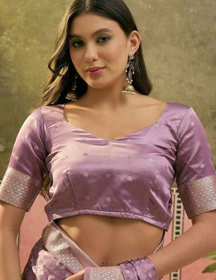 Lavender woven design banarasi sarees 4