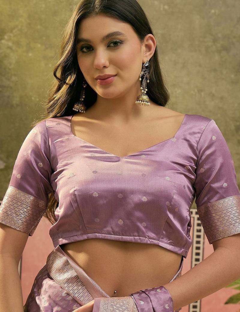 Lavender woven design banarasi sarees