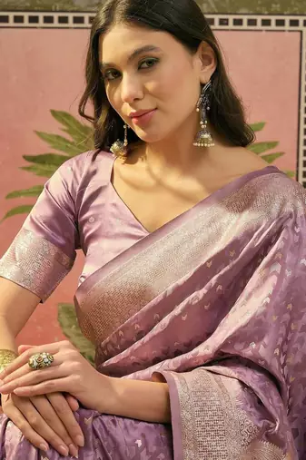 Lavender woven design banarasi sarees