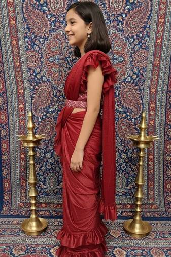 Maroon girls ready to wear sarees