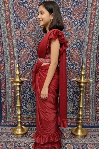 Maroon girls ready to wear sarees