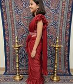 Maroon girls ready to wear sarees