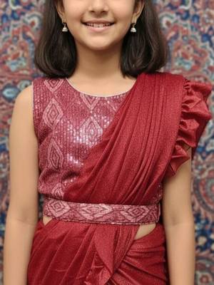 Maroon girls ready to wear sarees 2