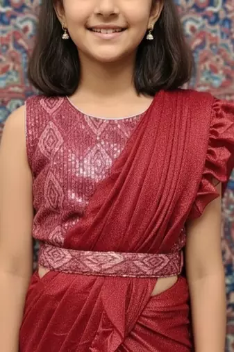 Maroon girls ready to wear sarees