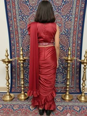 Maroon girls ready to wear sarees 3