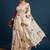Cream printed party wear saree with unstitched blouse