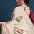 Cream printed party wear saree with unstitched blouse