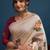 Cream printed party wear saree with unstitched blouse
