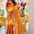 Yellow bandhani printed lace border sarees with contrast blouse piece