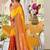 Yellow bandhani printed lace border sarees with contrast blouse piece