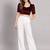 Maroon solid velvet square neck with v-shaped ruched puff sleeves blouse