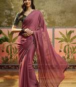 Pink embellished saree with blouse piece