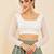 Women's white embroidered georgette square neck full sleeves readymade blouse