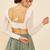 Women's white embroidered georgette square neck full sleeves readymade blouse