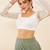 Women's white embroidered georgette square neck full sleeves readymade blouse