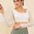 Women's white embroidered georgette square neck full sleeves readymade blouse