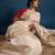 Cream floral kantha work tissue silk saree with unstitched blouse
