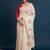 Cream floral kantha work tissue silk saree with unstitched blouse