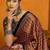 Orange women rust satin  block printed saree with blouse piece