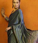 Grey block printed saree with blouse