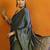 Grey block printed saree with blouse