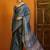 Grey block printed saree with blouse