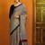 Beige striped printed satin block print saree