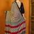 Beige striped printed satin block print saree