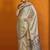 Cream ethnic motifs printed satin saree with blouse