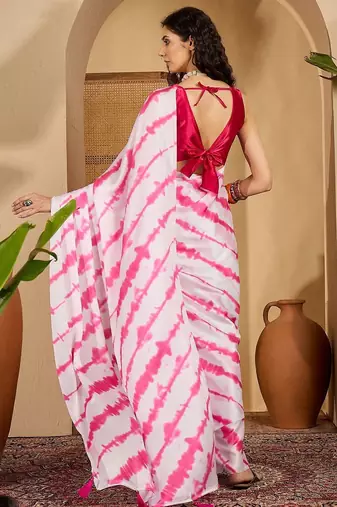 White tie and dye printed saree