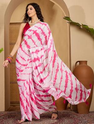 White tie and dye printed saree 5
