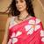 Pink floral printed saree with unstitched blouse