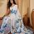 White floral printed saree with unstitched blouse