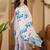 White floral printed saree with unstitched blouse