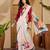 Off white floral printed saree with unstitched blouse