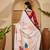 Off white floral printed saree with unstitched blouse